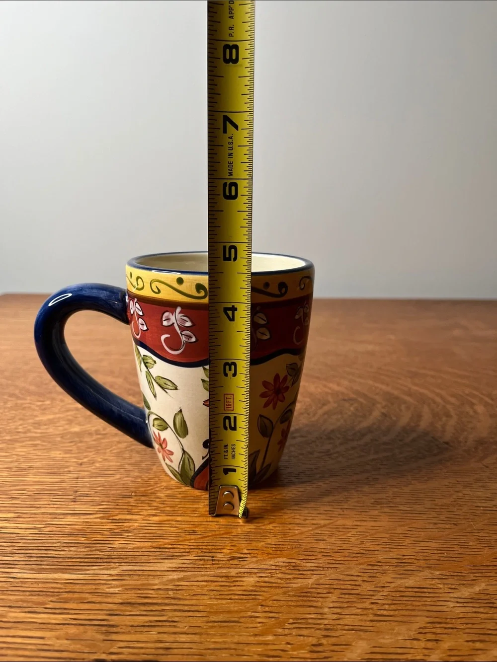 Retired Pier 1 Imports Vallarta Handpainted Earthenware Floral Coffee/Tea Mug.